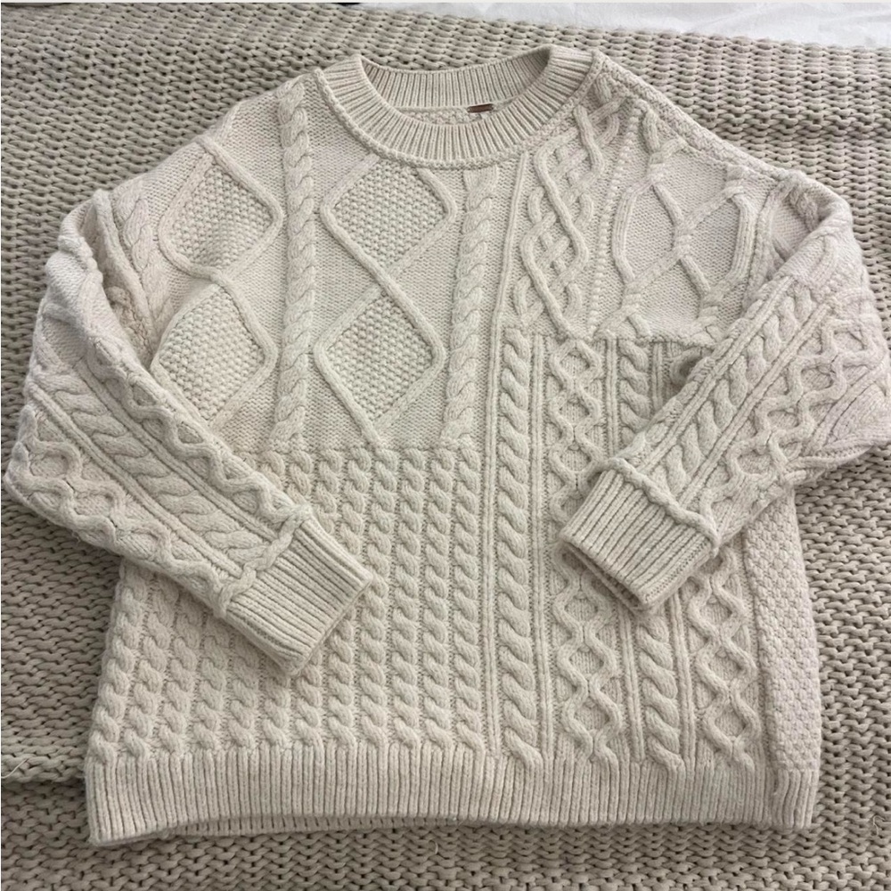 Free People Leslie Cableknit Oversized Sweater